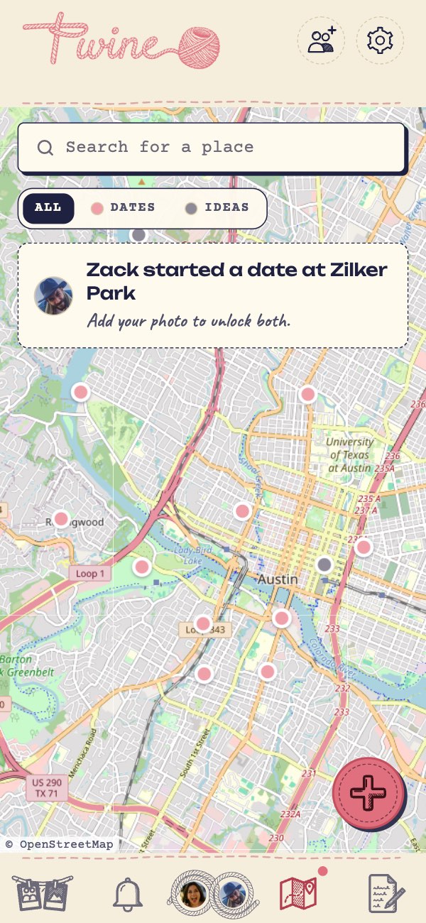 Sofia's Map: Zack started a date at Zilker Park. Add your photo to unlock both.